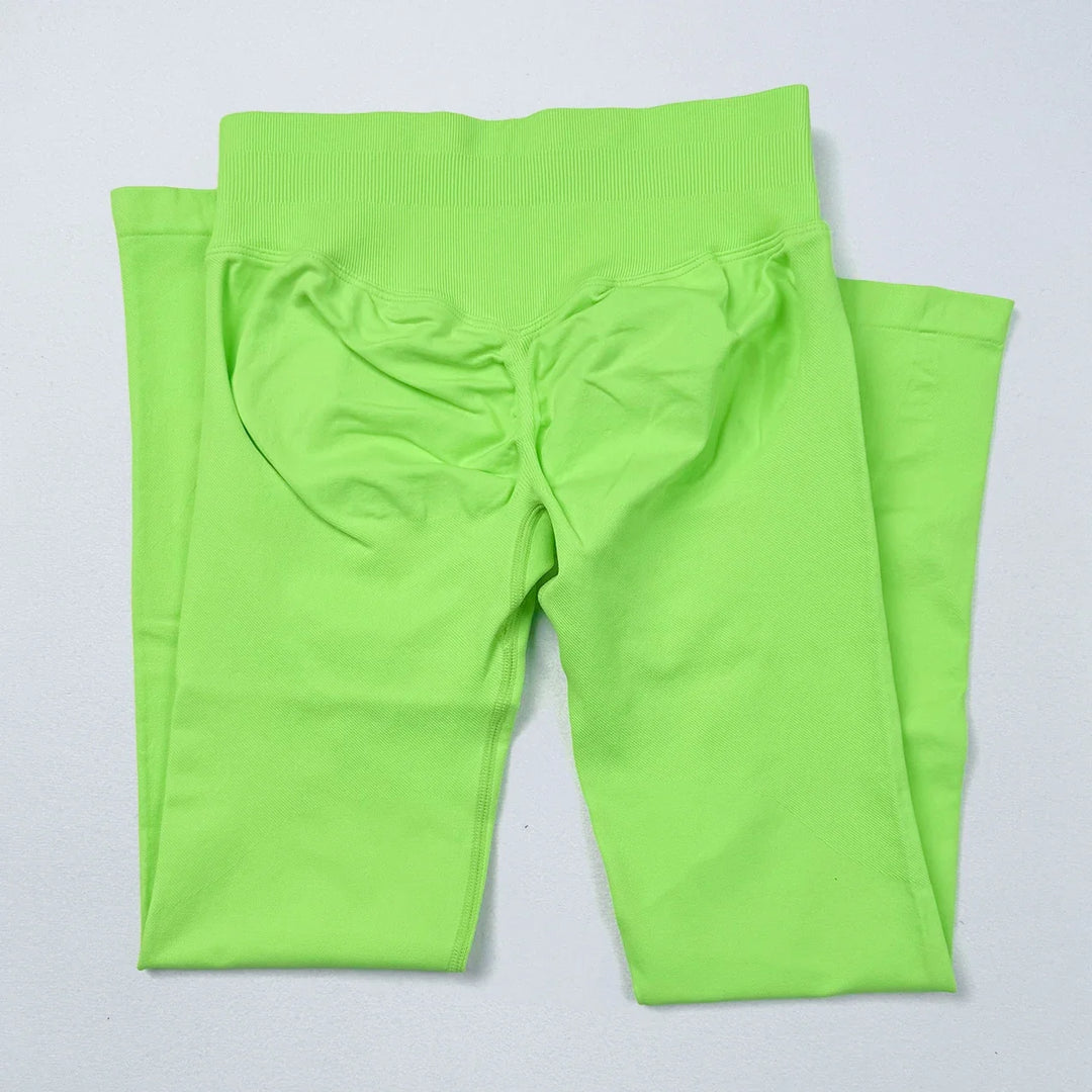 Women's Push-Up Low-Rise Seamless Yoga Leggings for Fitness Neon Green