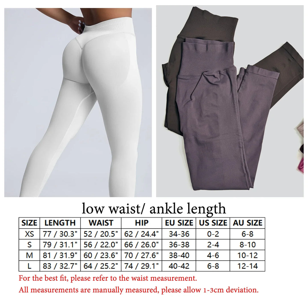 Women's Push-Up Low-Rise Seamless Yoga Leggings for Fitness