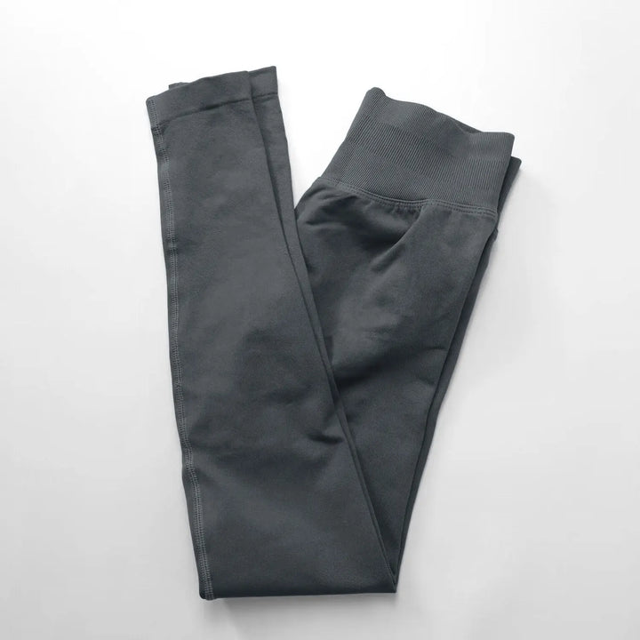 Women's Seamless Yoga Leggings with Low Rib Waistband for Fitness Dark Grey
