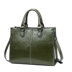 Elegant Genuine Leather Women's Tote Bag Green