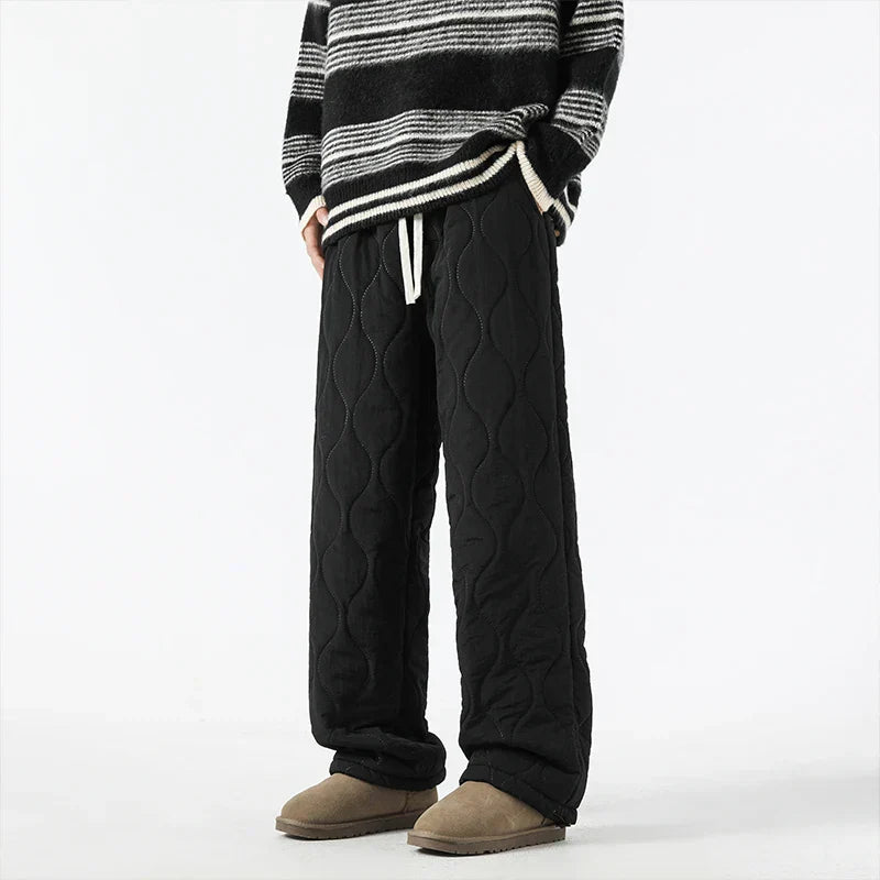 Men's Insulated Quilted Fleece-Lined Pants for Warmth