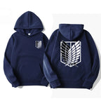 Unisex Attack on Titan Hoodie – Anime Graphic Pullover for Men & Women Navy Blue