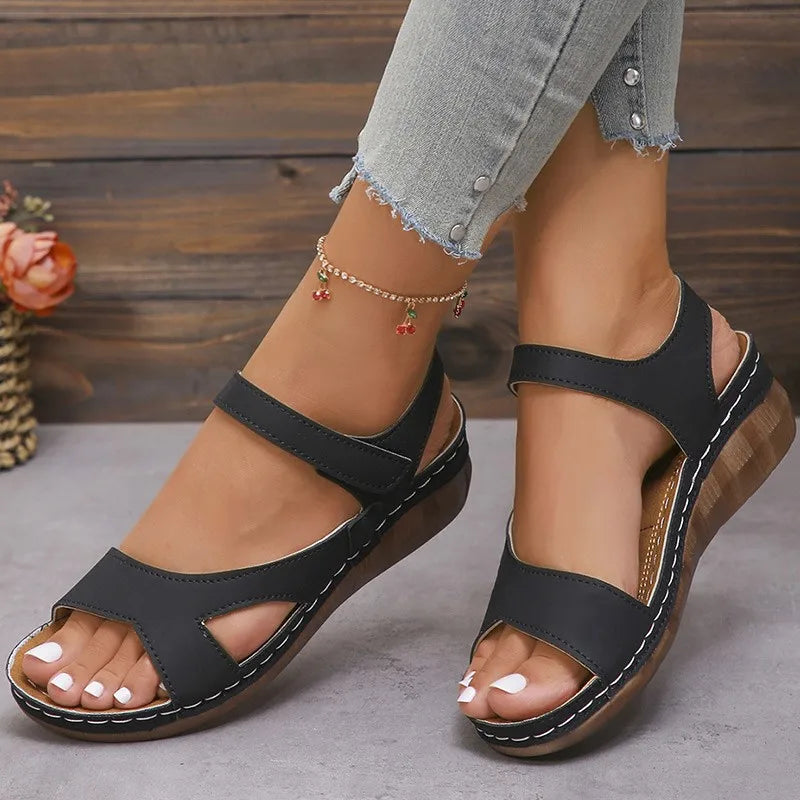 Women's Elegant Summer Wedge Sandals Black
