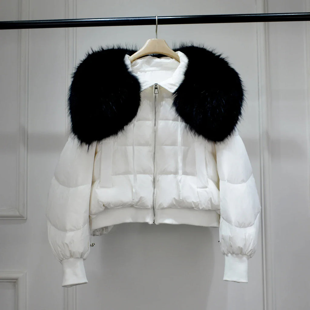 Women's Short White Duck Down Parka White 4