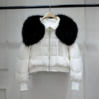 Women's Short White Duck Down Parka White 4