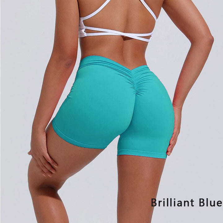 Women's High Waisted V-Back Yoga Shorts for Fitness and Training