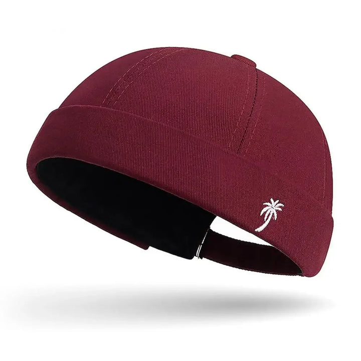 Vintage Washed Cotton Brimless Beanie Hat with Embroidered Coconut Tree – Unisex Adjustable-MODAUTLET