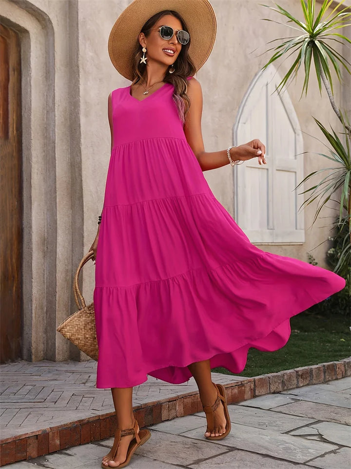 Vestido largo colorido para mujer
