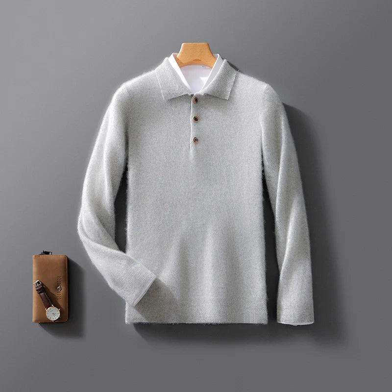 Men's Cashmere Polo Shirt-MODAUTLET