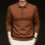 Men's Classic Polo Sweater - Stylish Knit Top for Casual Wear Brown