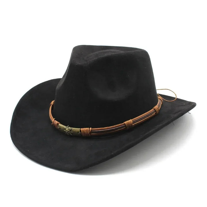 Western Cowboy Hat – Jazz Knight Felt Hat with Bull Décor-MODAUTLET