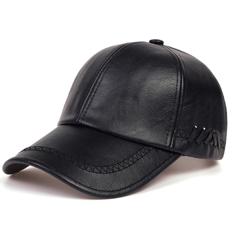 Premium Genuine Leather Snapback Baseball Cap