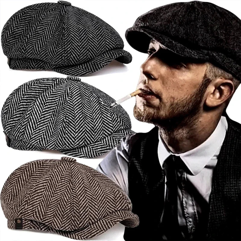 Heritage Style Vintage Tweed Flat Cap – Unisex Peaky Blinders Inspired-MODAUTLET