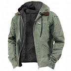 Men's Full-Zip Polar Fleece Hoodie - Cozy Casual Jacket Green