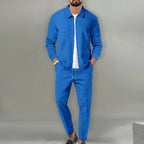 Stephen | Soft Waffle Casual Outerwear Set Blue