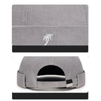 Vintage Washed Cotton Brimless Beanie Hat with Embroidered Coconut Tree – Unisex Adjustable