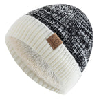 Unisex Two-Tone Knit Beanie with Fur Lining