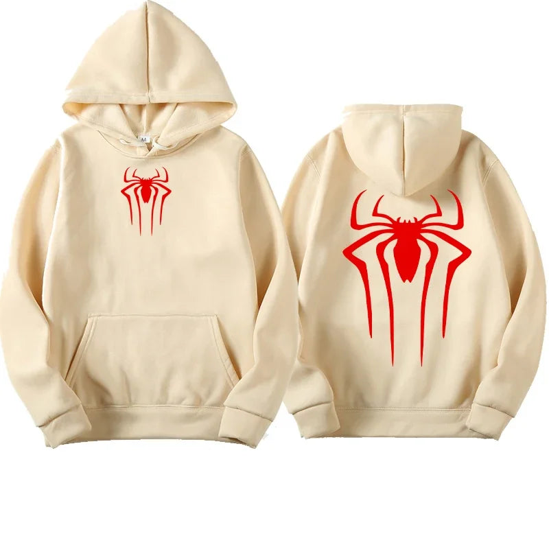Spider Print Unisex Casual Hoodie Streetwear Style-MODAUTLET
