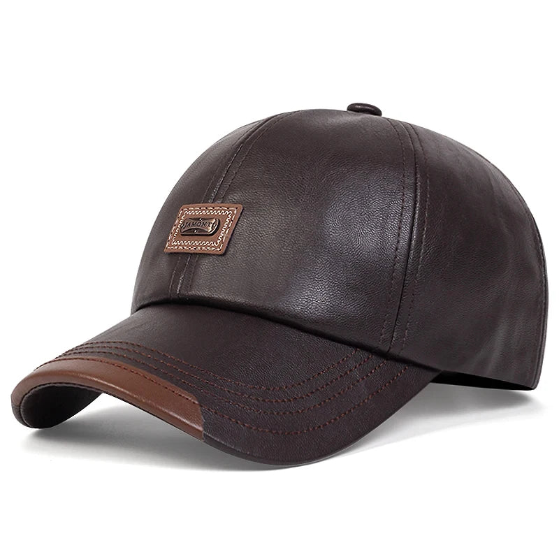 Authentic Cowhide Leather Dad Cap-MODAUTLET