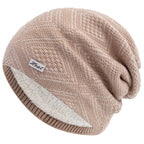Striped Slouchy Knit Winter Beanie for Women Beige 55cm-58cm