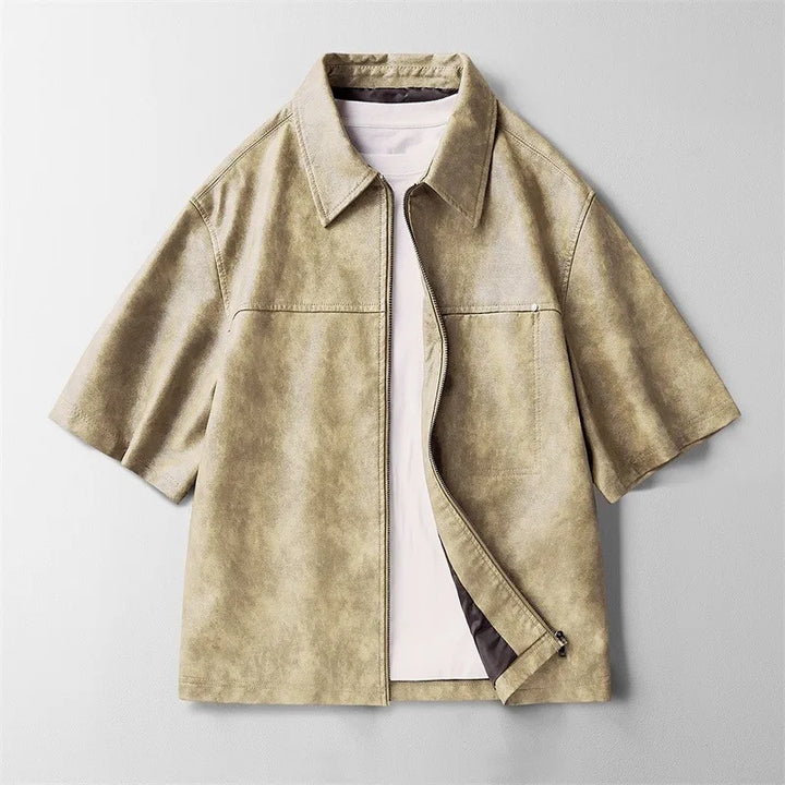 Men's Leather Overshirt-MODAUTLET