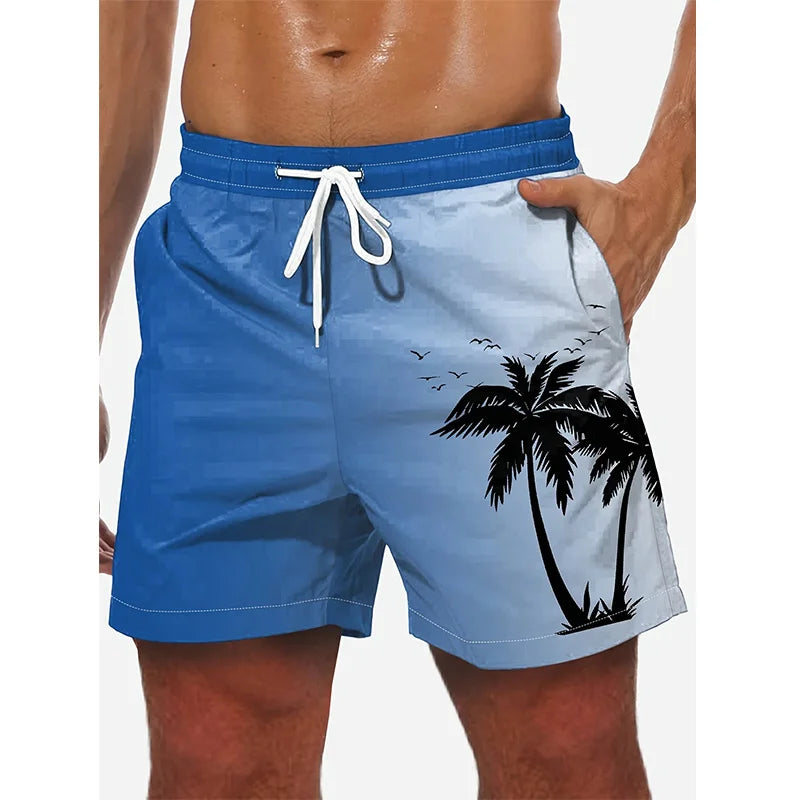 Men's 3D Coconut Tree Print Beach Shorts DK2024WF1545