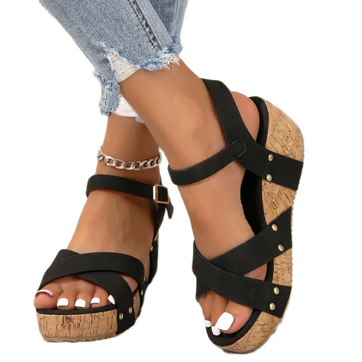 Women's Comfortable Buckle Wedge Sandals-MODAUTLET