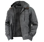 Men's Full-Zip Polar Fleece Hoodie - Cozy Casual Jacket Gray