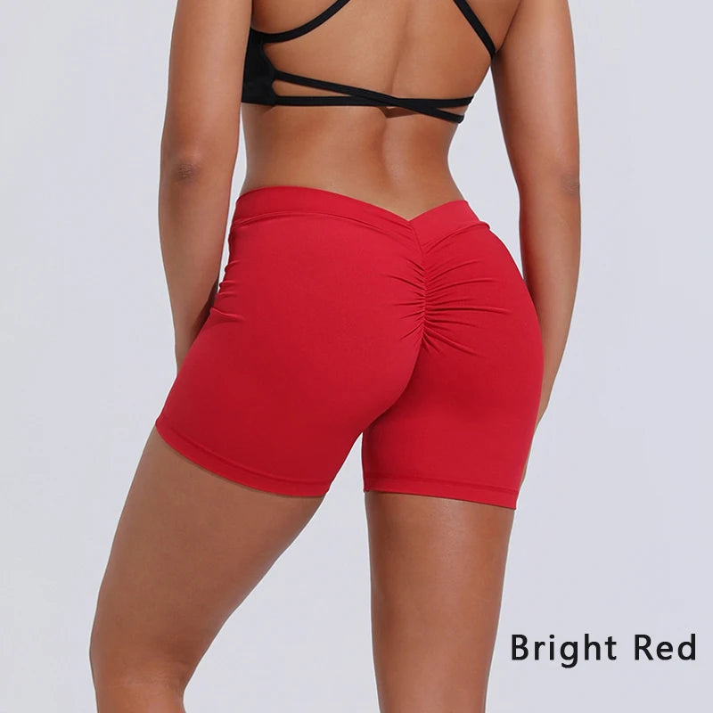 Women's High Waisted V-Back Yoga Shorts for Fitness and Training