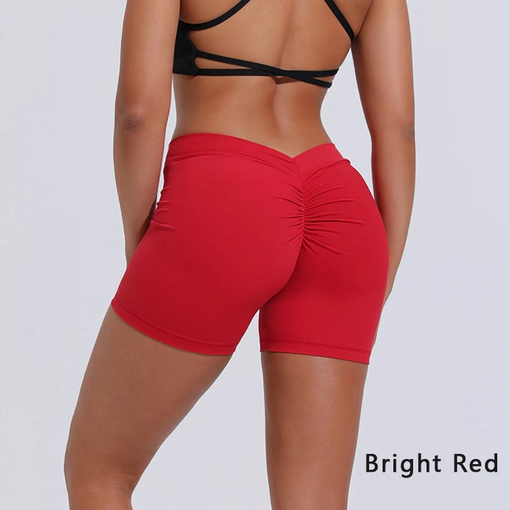 Women's High Waisted V-Back Yoga Shorts for Fitness and Training