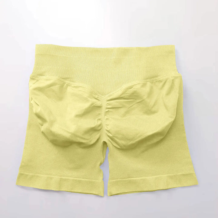 Women's Fitness Biker Shorts with Low Ribbed Band for Gym Workouts