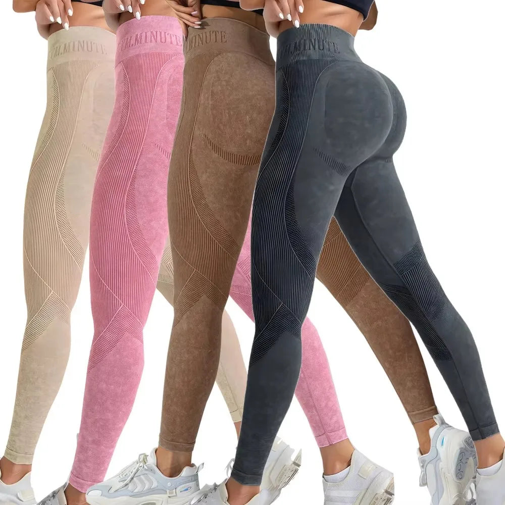 Women's High-Waisted Seamless Yoga Pants with Cool Lettering