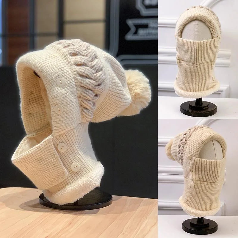 Cozy Fur-Lined Pompom Beanie-MODAUTLET