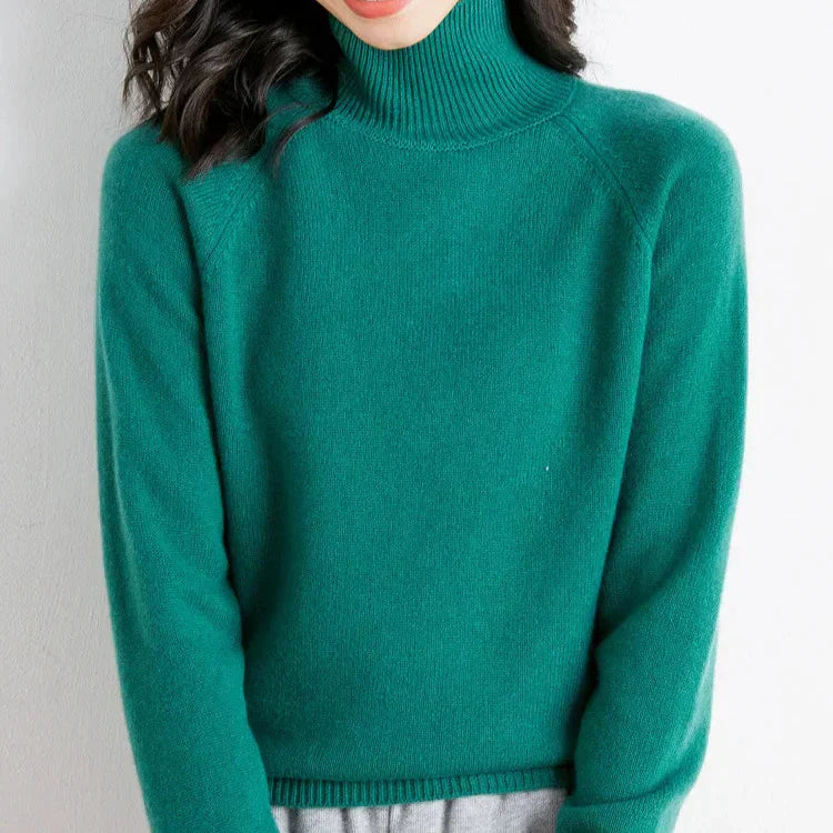 Women's Classic Mock-Neck Sweater Dark Green