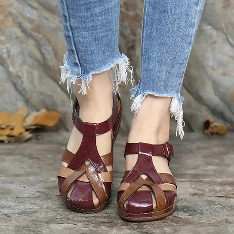 Women's Casual Orthopedic Wedge Sandals Maroon
