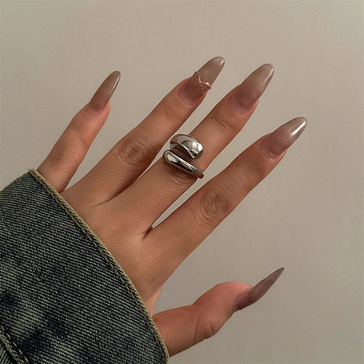 Women's Sculptural Open Cuff Bracelet & Wrap-Around Ring Set – Elegant Everyday Accessory-MODAUTLET