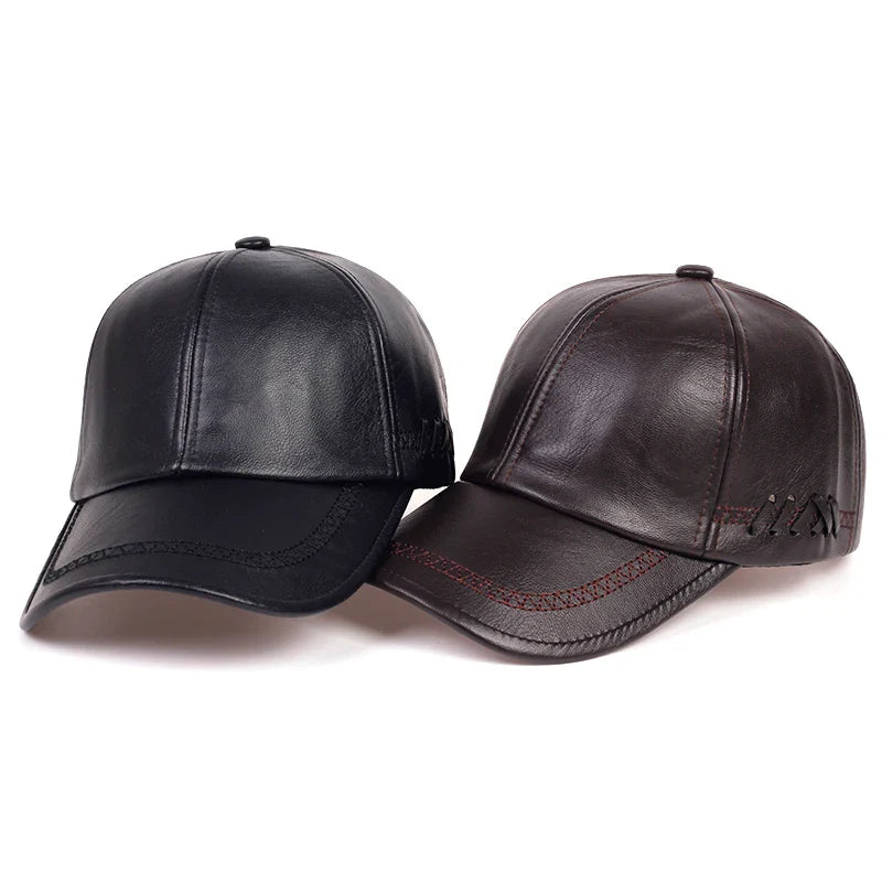 Premium Genuine Leather Snapback Baseball Cap