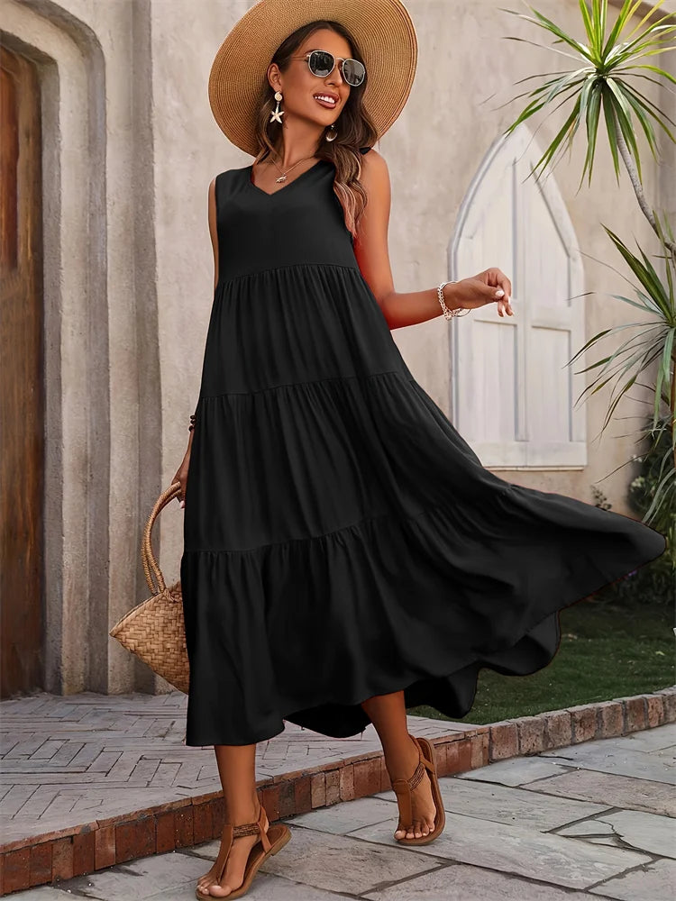 Vestido largo colorido para mujer