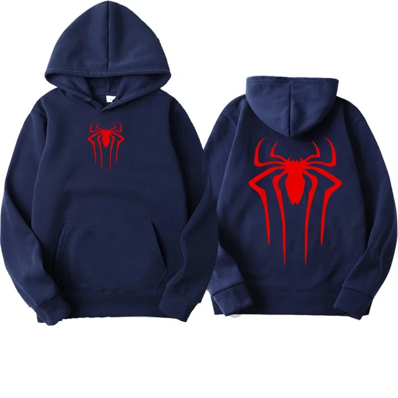 Spider Print Unisex Casual Hoodie Streetwear Style