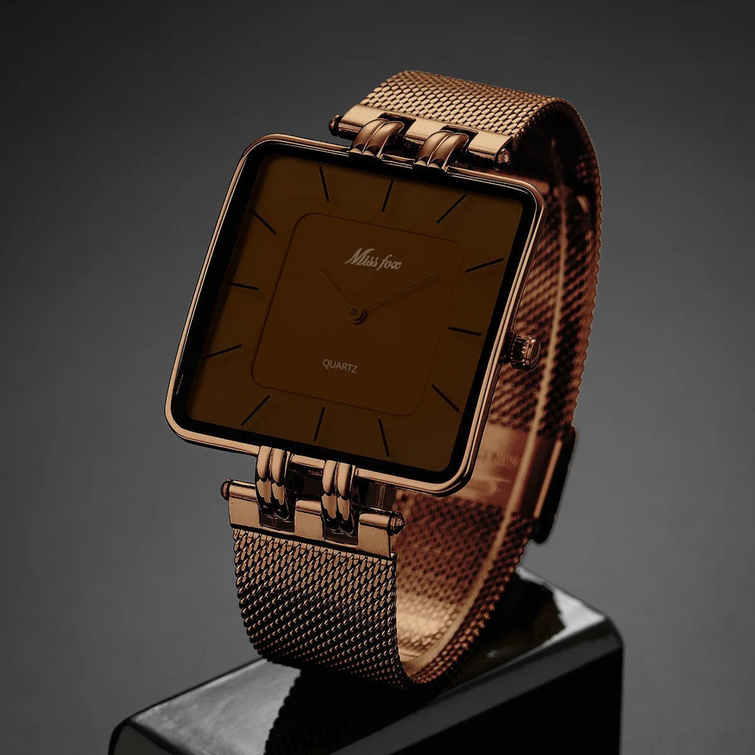 Square Case Mesh Band Wrist Watch for Women – Minimalist & Stylish Design-MODAUTLET