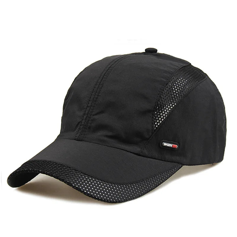 Quick‑Dry Mesh Sports Cap Dark Black 56-60cm