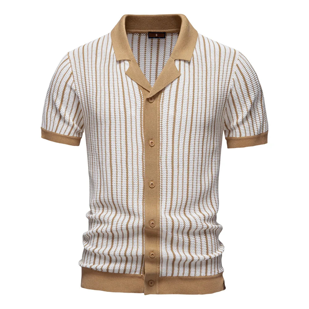 Men's Textured Knit Polo - Monaco Style-MODAUTLET