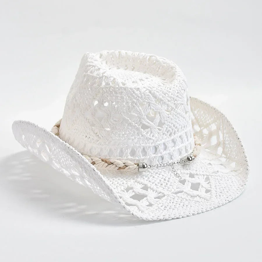 Coastal Seashell Straw Hat Open Knit Breathable Summer