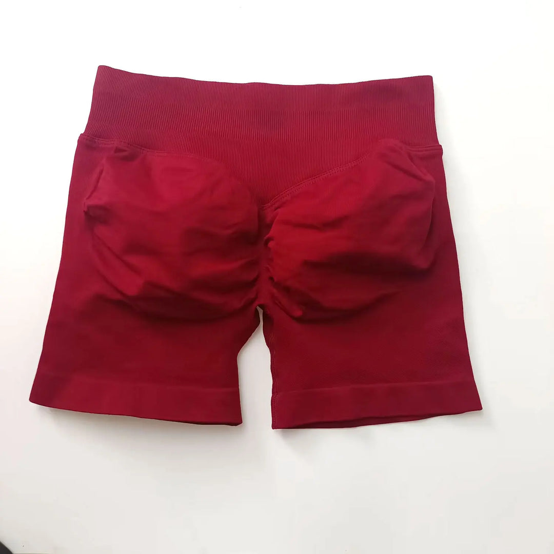 Women's Fitness Biker Shorts with Low Ribbed Band for Gym Workouts