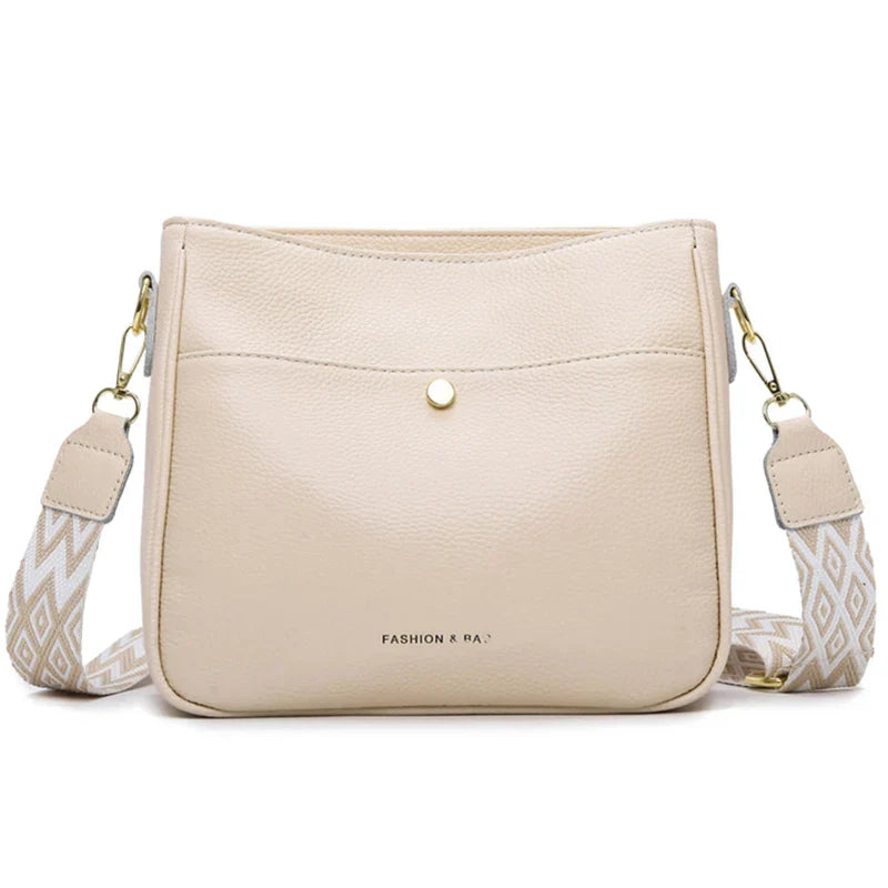 Women's Elegant Leather Shoulder Bag Beige