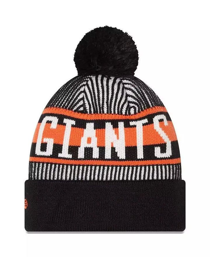 San Francisco Giants Striped Knit Beanie with Pom-MODAUTLET