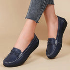 Diana - Genuine Leather Moccasin Navy Blue