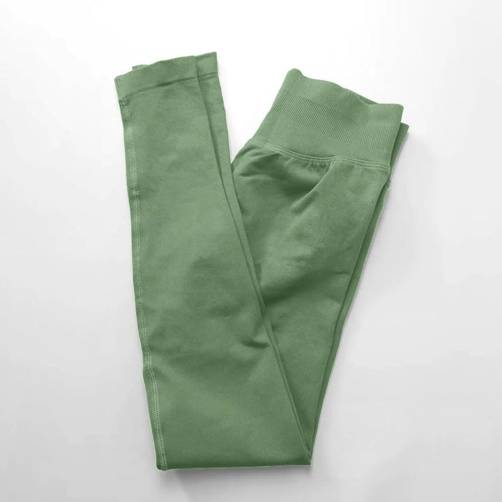 Women's Seamless Yoga Leggings with Low Rib Waistband for Fitness Pistachio Green