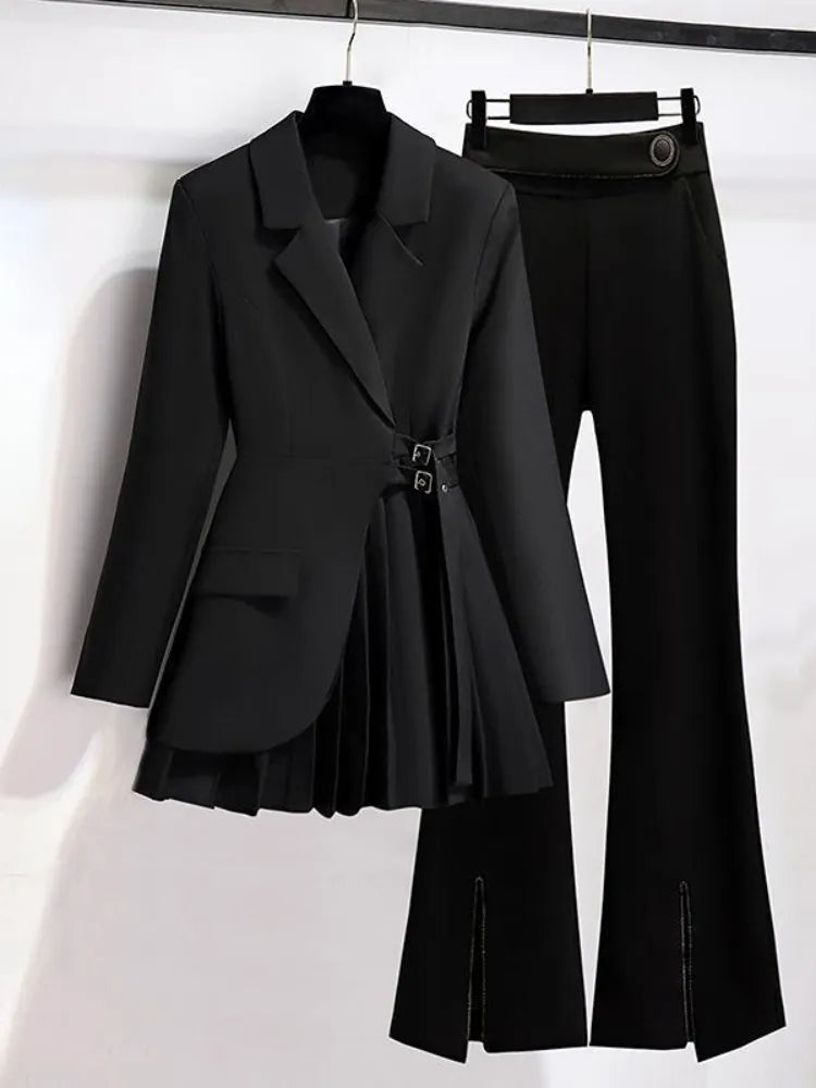 Chic Blazer & Pants Set Black two-piece 01