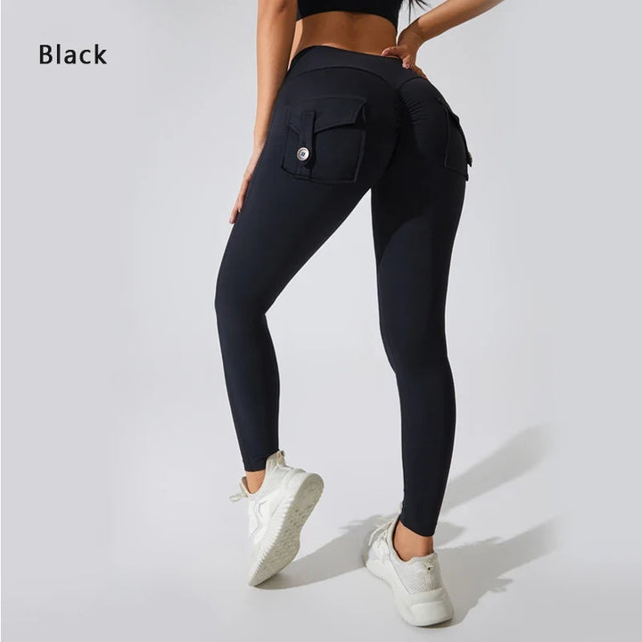 Women's Breathable Yoga Pants with Butt Pocket, Comfortable Leggings Black